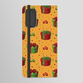 Christmas Pattern Yellow Green Gifts Bow Android Wallet Case