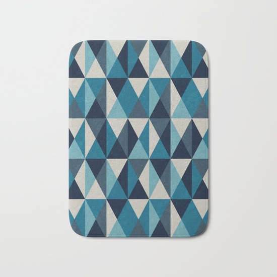 White, indigo and black rhombus pattern Bath Mat