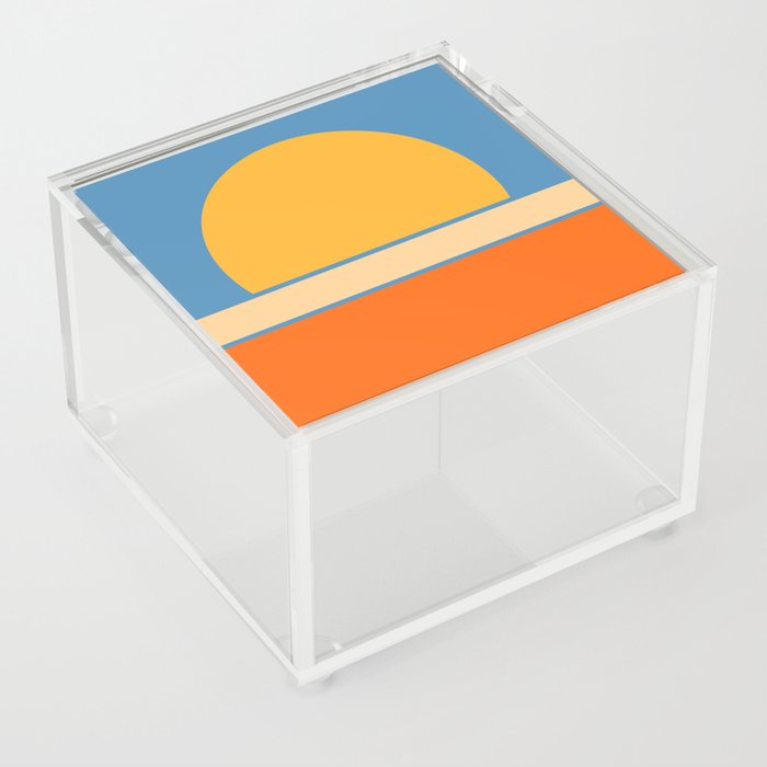 Orluew - Minimalistic Sunset Colorful Retro Geometric Design Art Pattern Acrylic Box