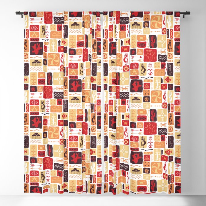 Southwest Dreams - Red Brown Gold Yellow Blackout Curtain
