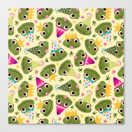 Party Frogs! // Yellow Canvas Print