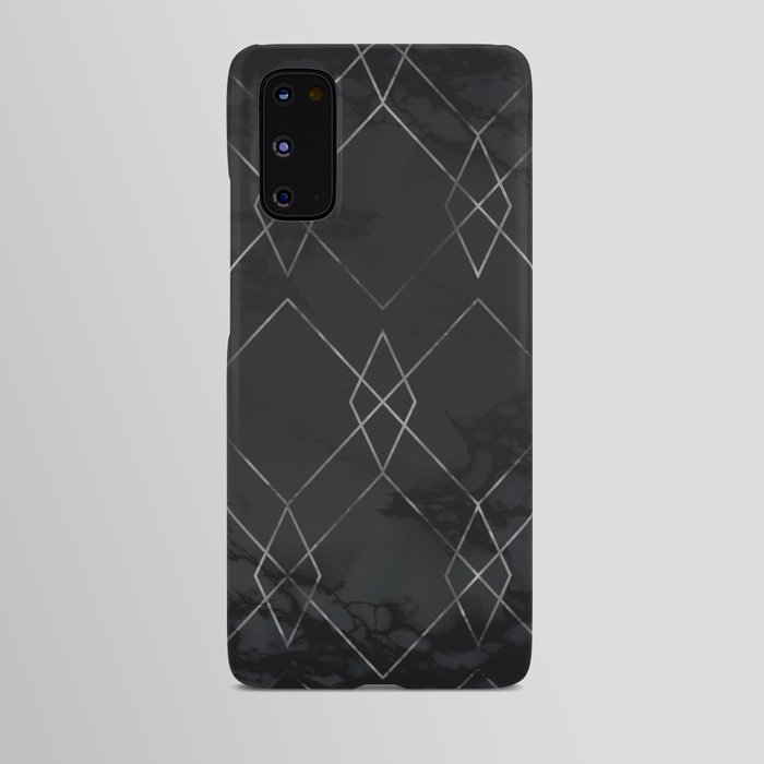 Silver Geometric Modern Pattern Trendy Black Marble III Android Case