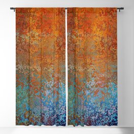 Vintage Rust, Terracotta and Blue Blackout Curtain | Bohemian, Aesthetic, Metal, Rust, Industrial, Rusty, Graphicdesign, Vintage, Terracotta, Blue 