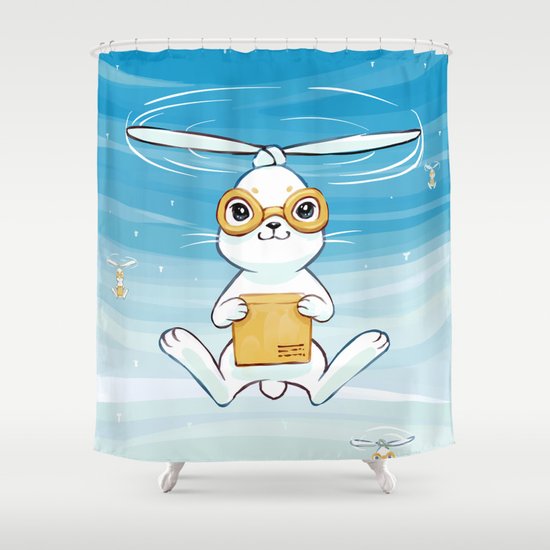 Postal Bunny Shower Curtain
