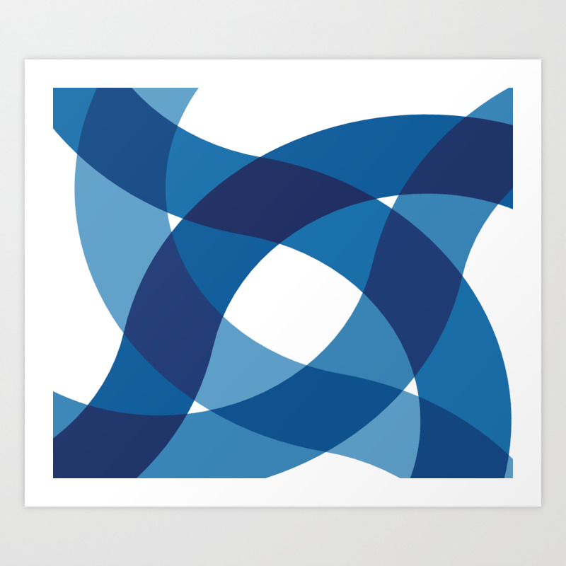 Blue Wavy Lines Abstract Art Art Print By Brucealmighty Society6