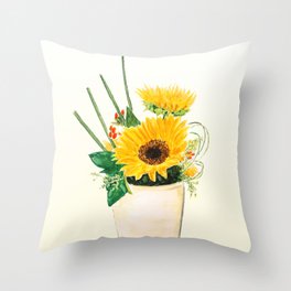 sunflower arrangement Throw Pillow