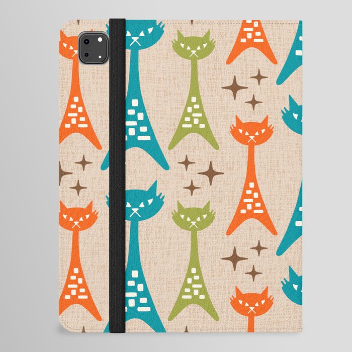 Retro Mid Century Modern Cat Pattern 733 iPad Folio Case