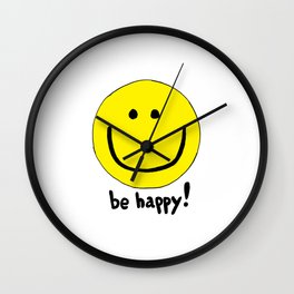 Be Happy Smiley Face Wall Clock