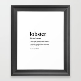 Lobster Definition Framed Art Print