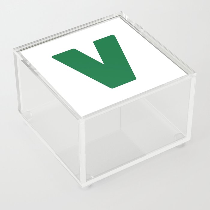 V (Olive & White Letter) Acrylic Box