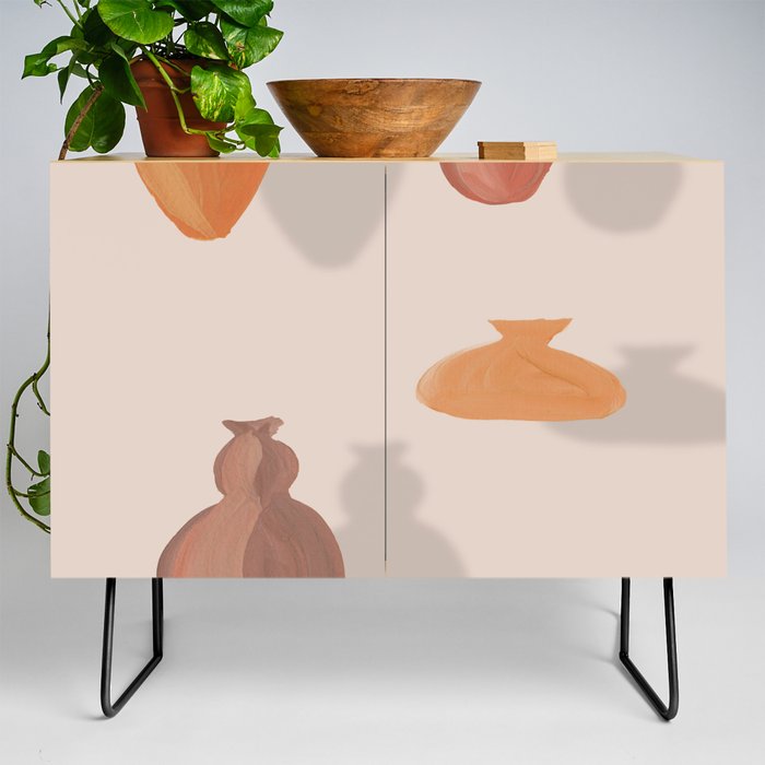 Floating clay vases Credenza
