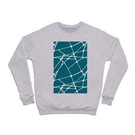 Off White Abstract Mosaic Pattern 1 on Tropical Dark Teal Inspired by Sherwin Williams 2020 Trending Color Oceanside SW6496 Crewneck Sweatshirt