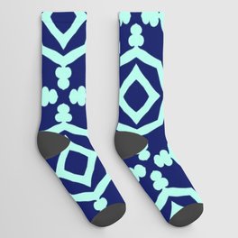 Navy Aqua Trelllis Socks