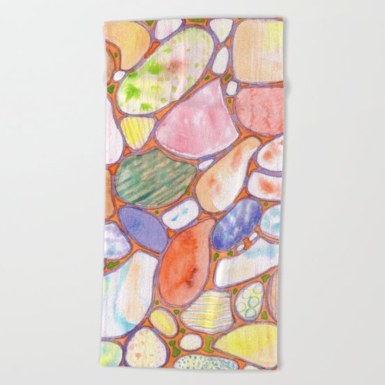 Friendly Colorful Pebbles Pattern Beach Towel