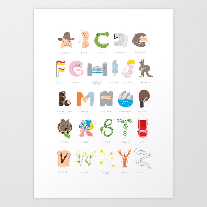 Australian Alphabet Art Print