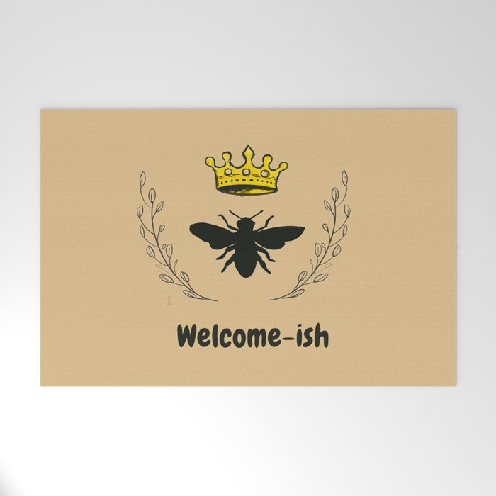 Bee and Crown Welcome Mat