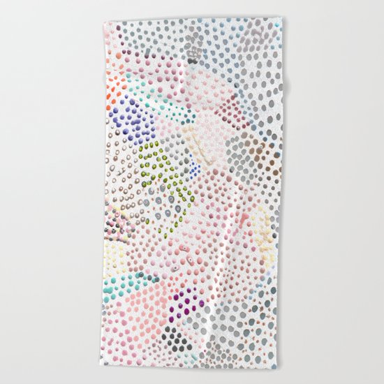 Mermaid Rainbow Dots Colorful Abstract Gems Beach Towel