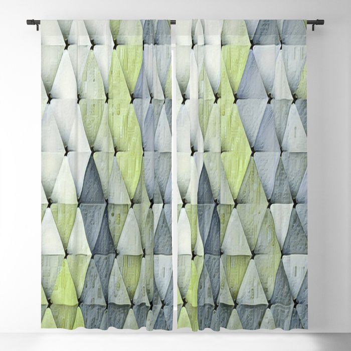 Textured Triangles Lime Gray Blackout Curtain