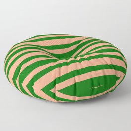 [ Thumbnail: Dark Green & Light Salmon Colored Striped/Lined Pattern Floor Pillow ]