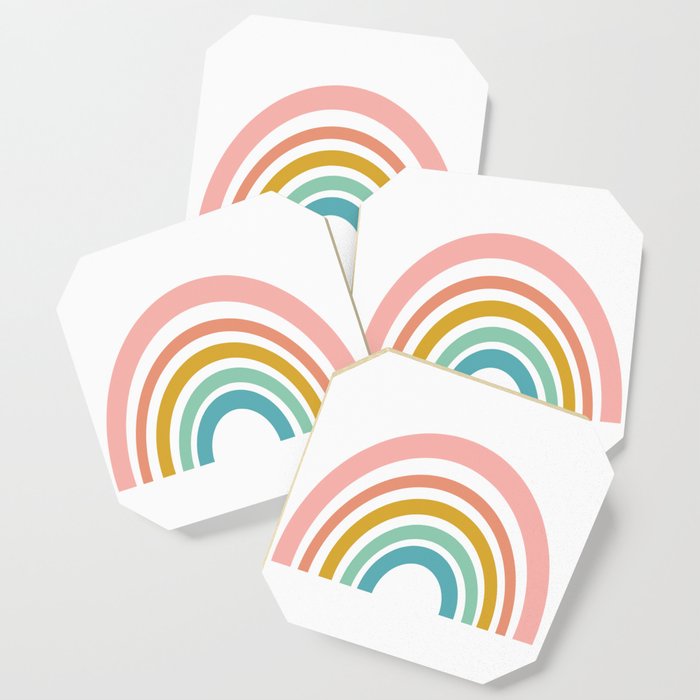 Simple Happy Rainbow Art Coaster