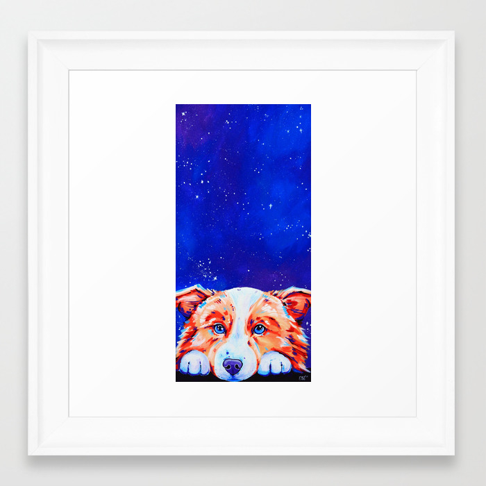 Big Dreams Border Collie Dog Painting Framed Art Print By Evei