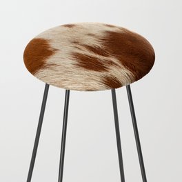 Brown Cowhide, Cow Skin Print Pattern Modern Cowhide Faux Leather Counter Stool
