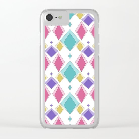 Multi-colored diamonds . Retro . Clear iPhone Case