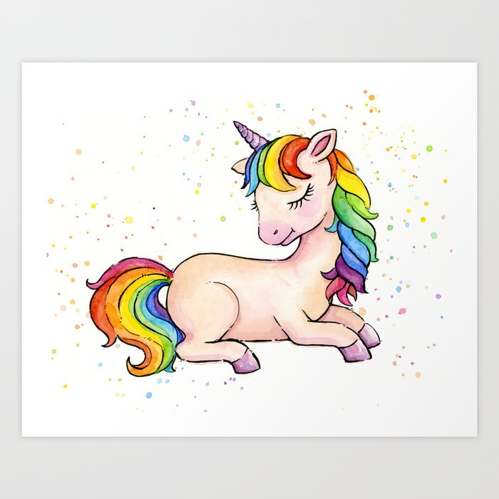 Sleeping Rainbow Unicorn Art Print