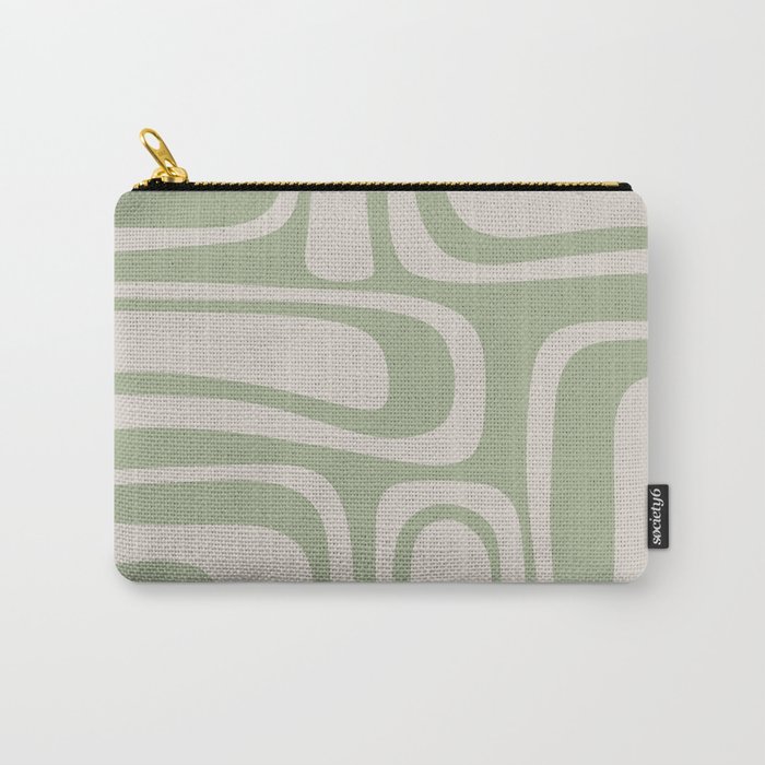 Palm Springs Mid Century Modern Abstract Pattern in Almond and Sage Green Carry-All Pouch
