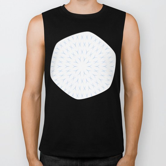 PCT2 Fractal in Ice Blue on White Biker Tank