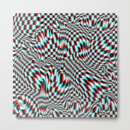 TEZETA (warped 3D geometric pattern) Metal Print | Illusion, Red, Pattern, Blue, Design, Checkerboard, Opticalillusion, Photoshop, Graphicdesign, Digitalart 