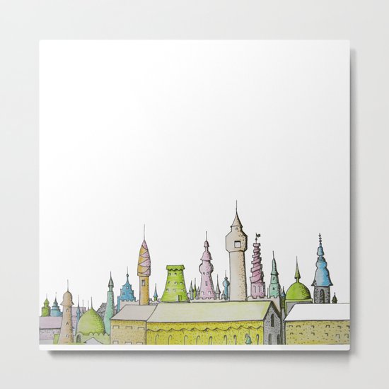 тhe city's rooftops painted with delicate flowers Metal Print