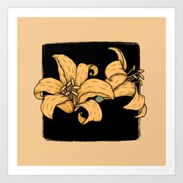 Yellow Dotted Lilies Art Print