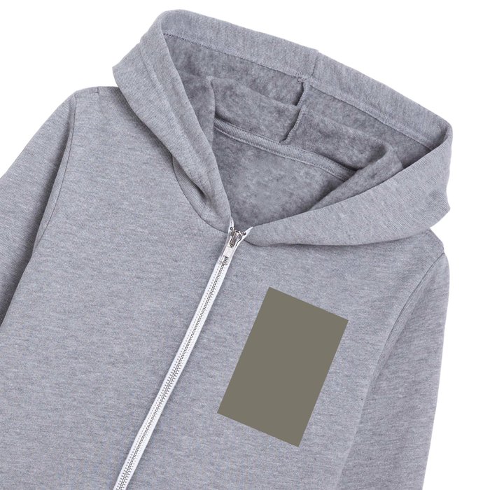 Dark Gray Solid Color Pantone Vetiver 17-0613 TCX Shades of Yellow Hues Kids Zip Hoodie