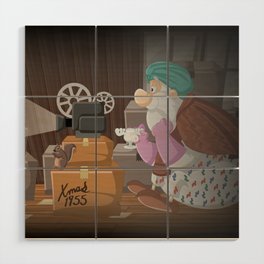 Griswold Toons 10 Santa Watching Movie Wood Wall Art