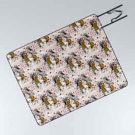 Tiger and Pug Japanese style Picnic Blanket