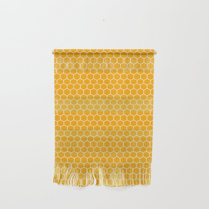 Lovely Minimal Bee Hive Yellow Geometry Pattern Wall Hanging