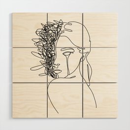 Line art about depression and burnout Wood Wall Art