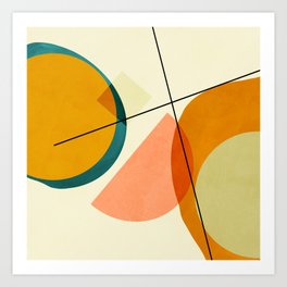 mid century geometric shapes painted abstract III Art Print