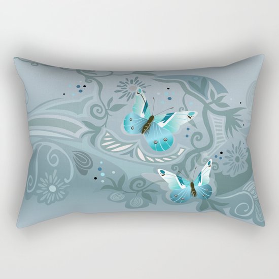 Butterfly tangle, colony blue Rectangular Pillow
