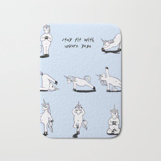 Unicorn Yoga (blue) Bath Mat