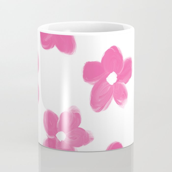 Aesthetic Pink Flower Print, Botanical Modern, Minimalist - Pink Flower -  Mug