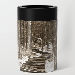 Forest Stairs | Sepia Photography Can Cooler