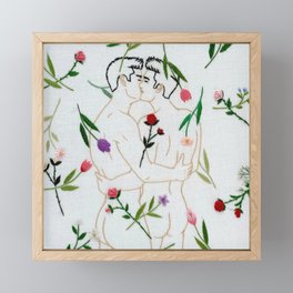 Embroidery art "Flowers" printed/ Gay art Framed Mini Art Print