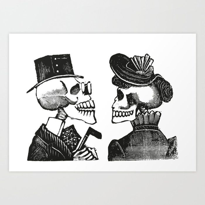 Calavera Couple | Skeleton Couple | Day of the Dead | Dia de los Muertos | Skulls and Skeletons | Vintage Skeletons | Art Print