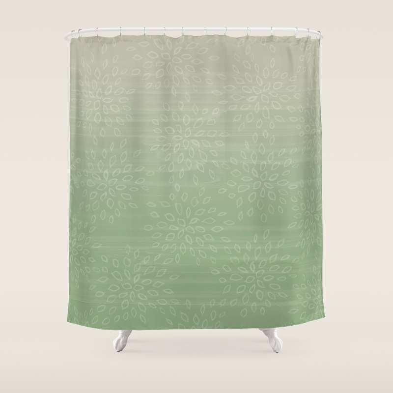 Linen Tan To Sage Green Teardrop Leaf Pattern Ombre Gradient