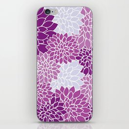 White and Purple Floral Pattern Design iPhone Skin
