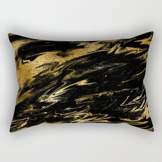 Luxury and sparkle gold glitter and black marble on #Society6 Rectangular Pillow
