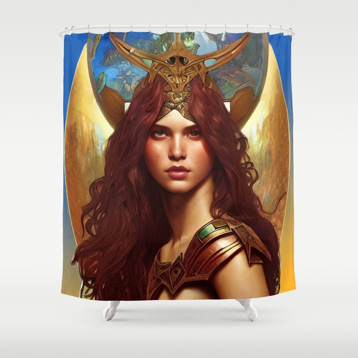 Fantasy Priestess in Front of Alternate Dimensions  Shower Curtain
