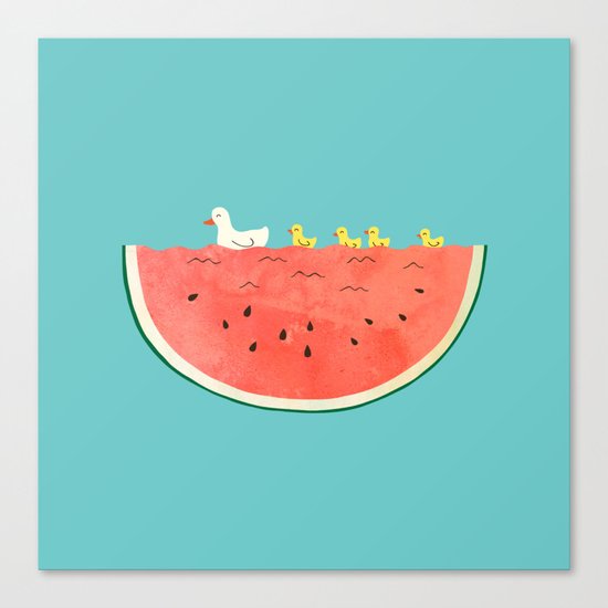 duckies and watermelon Canvas Print